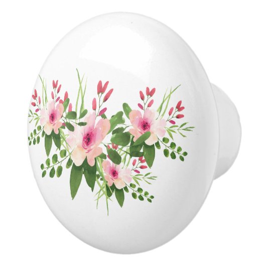  roze Floral Keramische Knop (Rechts)