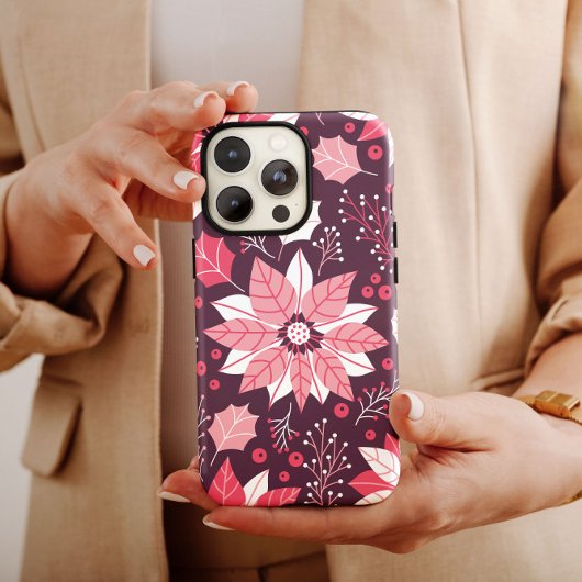 Roze Floral Kerstmis iPhone | KerstiPhone Case-Mate iPhone Case