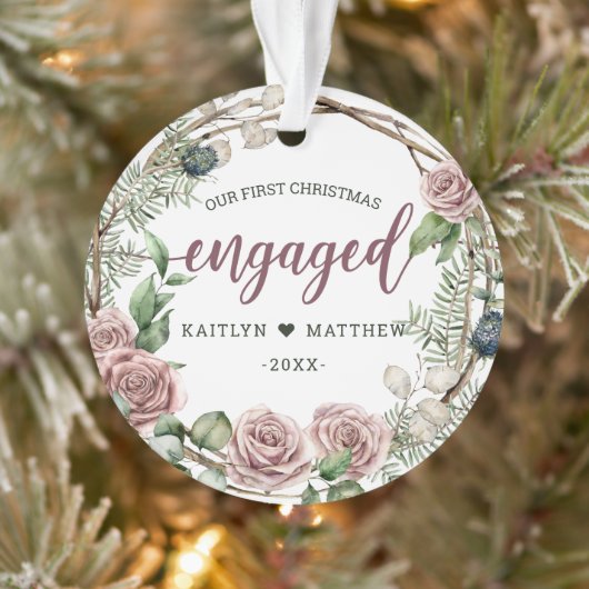 Roze Floral Kerstmis Ornament (Boom)