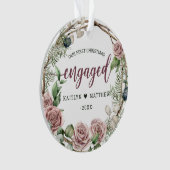 Roze Floral Kerstmis Ornament (voorkant)