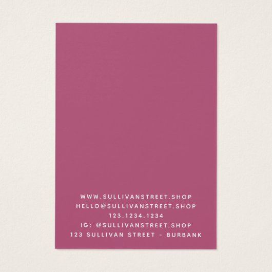 Roze Floral Ketting Display Kaart (Achterkant)