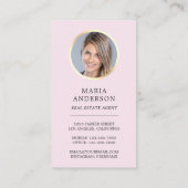 Roze Floral  Key Real Estate Agent Foto Visitekaartje (Achterkant)