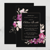 Roze Floral Klasse 2021 Graduation Party Kaart (Voorkant / Achterkant)