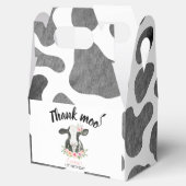 Roze Floral Koe Birthday met Koe Afdrukken Bedankdoosjes (Geopend)