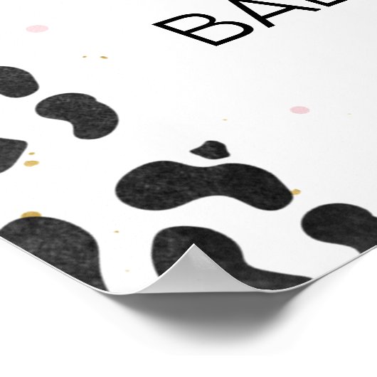 Roze Floral Koe Druk Heilige Koe Baby shower Welko Poster (Hoek)