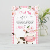 Roze Floral Koe Gewaardeerde verjaardag Hartelijk  Kaart (Staand voorkant)