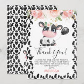 Roze Floral Koe Maandag Afdrukken Hartelijk dank Kaart (Voorkant / Achterkant)