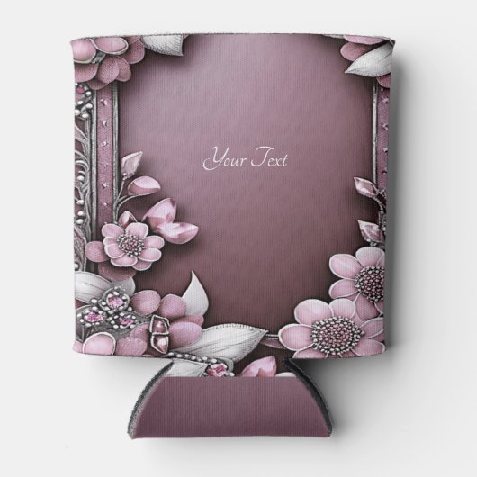 Roze Floral Koelbox Blikjeskoeler (Voorkant)