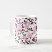  roze Floral Koffiemok (Voorkant links)