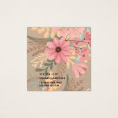 Roze Floral Kraft Paper Logo Kaart Ketting (Achterkant)