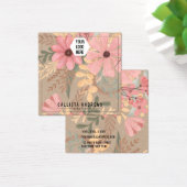 Roze Floral Kraft Paper Logo Kaart Ketting (Bureau)