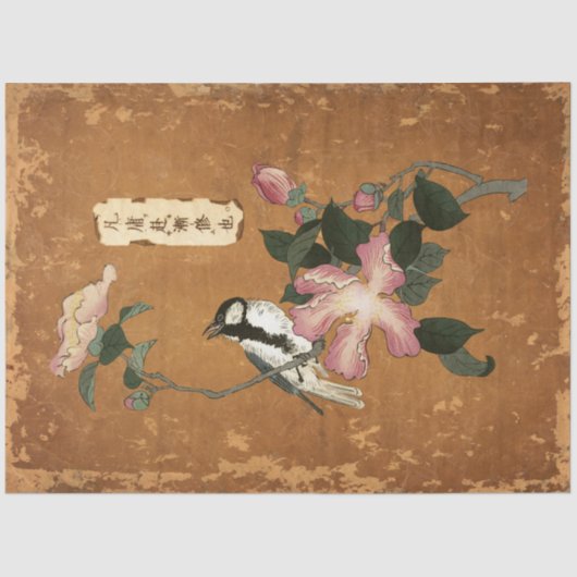 Roze Floral laat de Japanse  ontkoppeling van voge Tissuepapier (Voorkant)