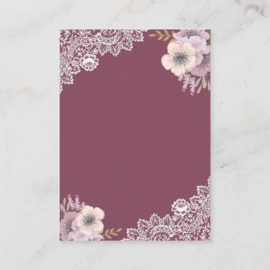 Roze Floral Lace QR Code RSVP Weddenschap Website Informatiekaartje (Achterkant)