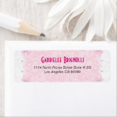 Roze Floral Lace & White Pearls Etiket (Insitu)