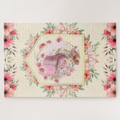 Roze Floral Lady, lenteswerk Legpuzzel (Horizontaal)