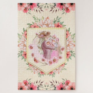 Roze Floral Lady, lenteswerk Legpuzzel