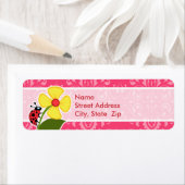 Roze Floral; Ladybug Etiket (Insitu)