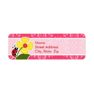 Roze Floral; Ladybug Etiket