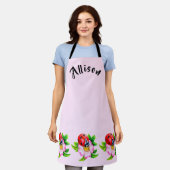 Roze Floral Ladybug Schort vrouwennaam (Gedragen)