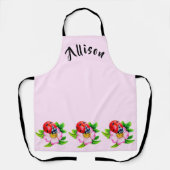 Roze Floral Ladybug Schort vrouwennaam (Voorkant)