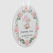 Roze Floral Lamb Wreath Baby Girl 1 kerst Ornament (voorkant)