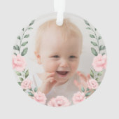 Roze Floral Lamb Wreath Baby Girl 1 kerst Ornament (achterkant)
