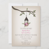 Roze Floral Lantern Tree Wedding Kaart (Voorkant)