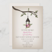 Roze Floral Lantern Tree Wedding Kaart (Voorkant / Achterkant)