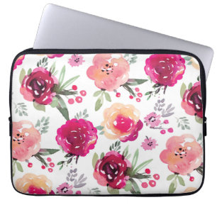 Roze Floral laptophoes Laptop Sleeve