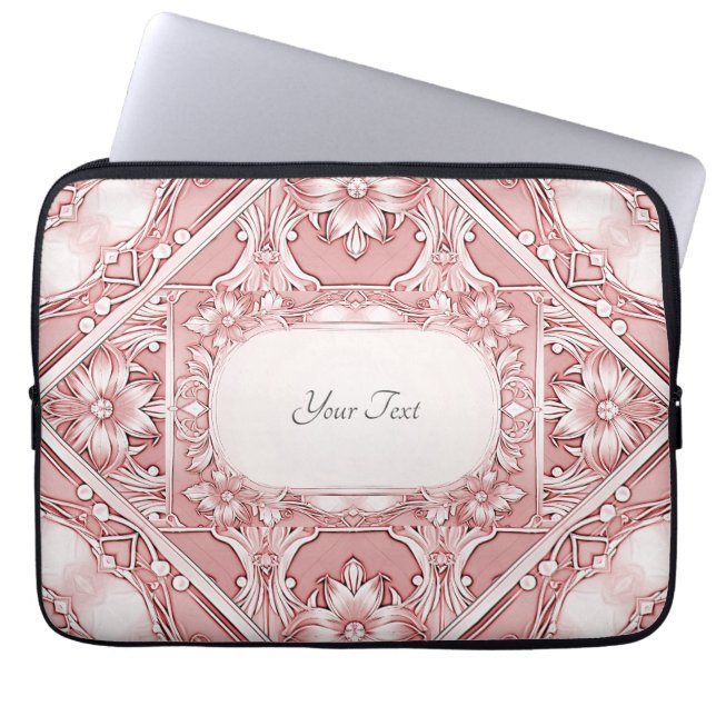 Roze Floral laptophoes Laptop Sleeve (Voorkant)
