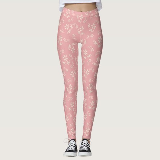 Roze  Floral Leggings (Voorkant)