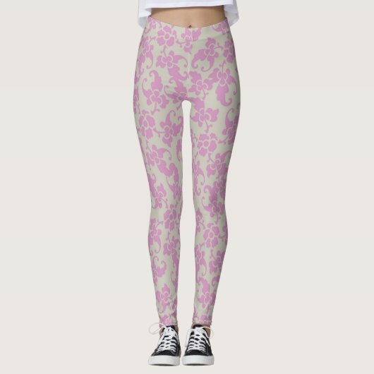 Roze  Floral Leggings (Voorkant)