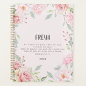 Roze Floral Lijst Bijbel Verse Gepersonaliseerd Planner (Voorkant)