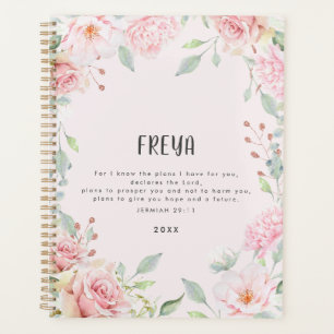 Roze Floral Lijst Bijbel Verse Gepersonaliseerd Planner