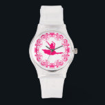 Roze Floral Lijst Dancer Silhouette Horloge<br><div class="desc">Roze florale lijst en dansersilhouet,  boven aangepaste witte achtergrond. Als u om het even welke hulp nodig hebt die om het even welk van mijn design aanpassen,  contacteer de ontwerper ArtOnWear. Vrije tekst formatteren met levende hulp beschikbaar door verzoek.</div>