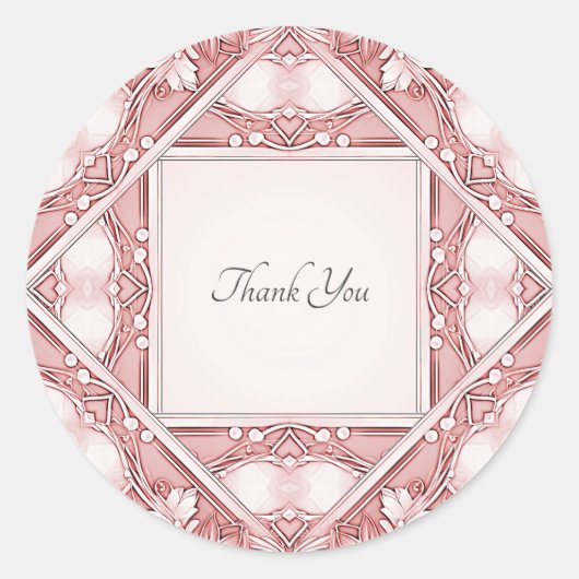 Roze Floral Lijst Envelop Seal Sticker (Voorkant)