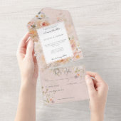  Roze Floral Lijst Geen diner All In One Uitnodiging (Afscheurbaar)