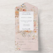  Roze Floral Lijst Geen diner All In One Uitnodiging (Binnen)