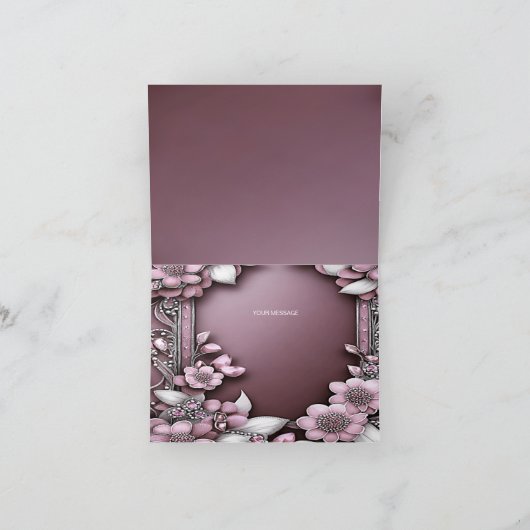 Roze Floral Lijst Hartelijk dank Bedankkaart (Binnen)