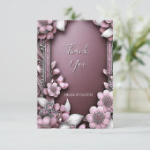 Roze Floral Lijst Hartelijk dank Bedankkaart (Staand voorkant)