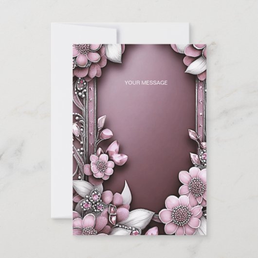 Roze Floral Lijst Hartelijk dank Bedankkaart (Achterkant)