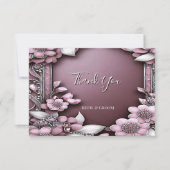 Roze Floral Lijst Hartelijk dank Bedankkaart (Voorkant)