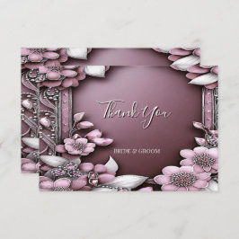 Roze Floral Lijst Hartelijk dank Bedankkaart