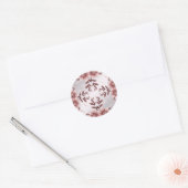 Roze Floral Lijst Klassieke ronde Sticker (Envelop)