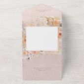  Roze Floral-Lijst QR-code All In One Uitnodiging (Buitenkant)