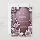 Roze Floral Lijst RSVP-kaart RSVP Kaartje (Voorkant)