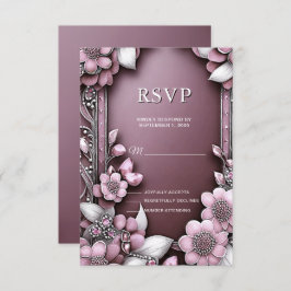 Roze Floral Lijst RSVP-kaart RSVP Kaartje