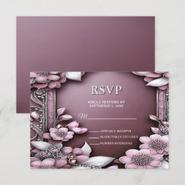 Roze Floral Lijst RSVP-kaart RSVP Kaartje