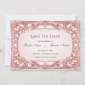Roze Floral Lijst sparen de Datum Save The Date (Voorkant)