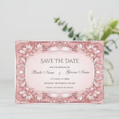 Roze Floral Lijst sparen de Datum Save The Date (Staand voorkant)